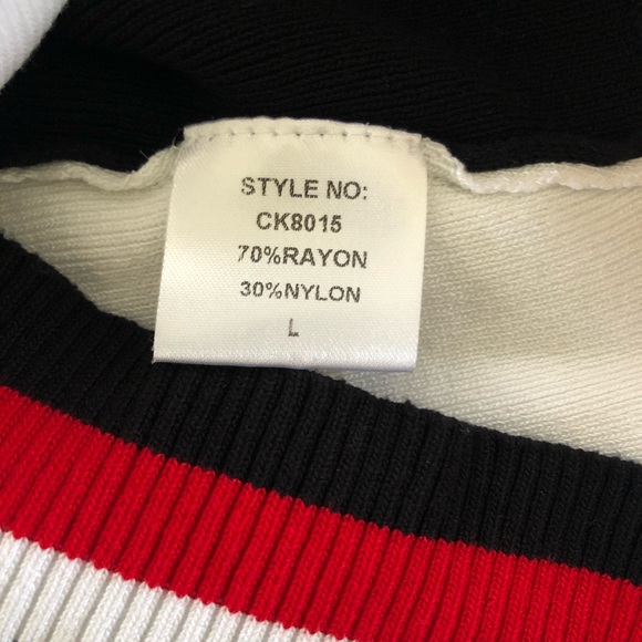 Rehab Lab One Shoulder Cut-Out Varsity Stripe Knit Crop Top, Womens S, Jr L NEW - Picture 8 of 10